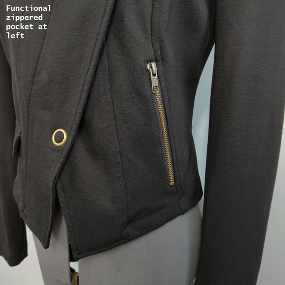 CABI Ponte Knit Moto Jacket Black Style 615 Small - Picture 5 of 14